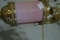 Victorian Brass Pull Down Candle Lamp w/Pink Shade; Has been electrified.