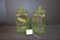 Pair of Green Uranium Glass Coffee/Sugar Canisters