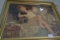 Vintage Gold Gild Framed Print of Child and Pets; 27