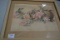 Vintage Framed Watercolor Roses; 22