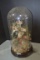 Vintage Cross and Flowers Under Glass Dome; 22