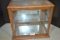Vintage Oak/Glass Counter Perfume Display Case w/Mirrors on Back and Bottom; 15