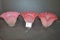 Group of 3 Fenton Pink/White Frosted Ruffled Edge Lamp Shades