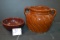 Vintage Brown Glazed Bowl and Bean Pot