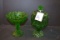 Vintage L.E. Smith Green Moon and Star Candy and Compote Dishes