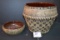 Vintage Western Stoneware Company Acorn/Basket Pattern Pot w/Brown Interior Glaze 8-1/2