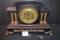 Vintage Walnut Mantle Clock w/Gold Accents