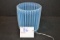 Vintage Blue Opalescent Ribbed Vase; 3