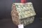 Vintage Brush McCoy Log Cabin Cookie Jar; Some Damage to Rim on Lid