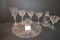 Vintage Fostoria Romance Pattern Sandwich Plate, Candlestick, and 5 Assorted Stemware