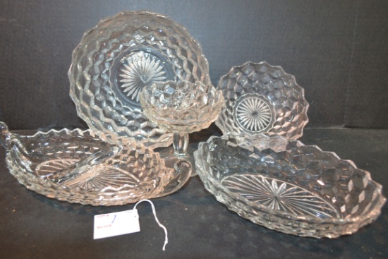 American Fostoria "Cube" Divided Dish, Compote, and Serving Dishes