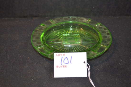 Vintage Green Uranium Glass Ashtray