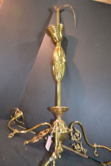 Vintage Brass 3-Arm Electric Ceiling Light Fixture; 36"x26"; Needs a bit of TLC.