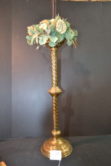 Vintage Brass/Copper 32" Floor Candlestick Holder w/Twist Design and Christmas Decoration