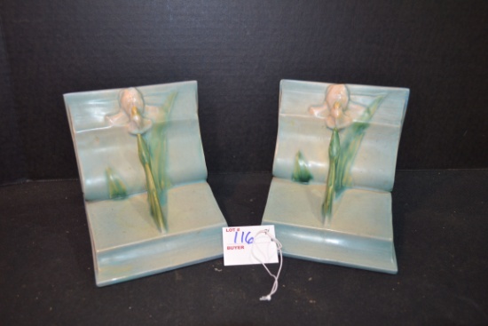 Vintage Roseville "Iris" Bookends