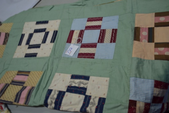 Vintage Twin Sized? 9-Square/Patch Quilt Top; Top Only