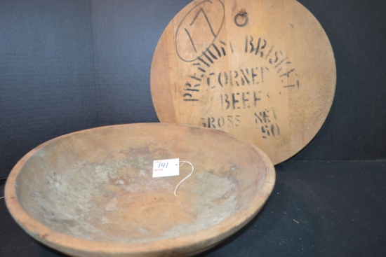 Vintage 15"x4" Wooden Bowl and Premium Brisket Shipping Lid Only