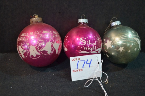 Group of 3 "Shiny Brite" Vintage Tree Ornaments