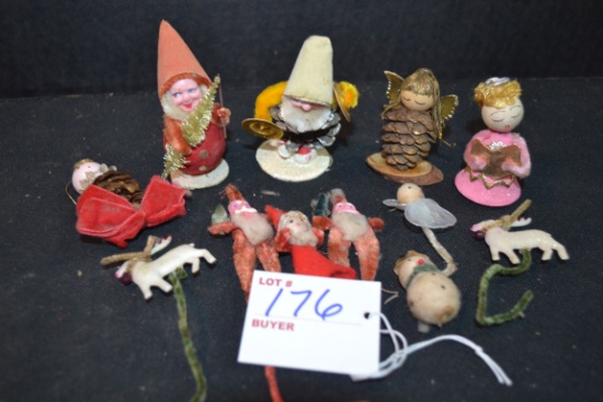 Group of Vintage Christmas Decorations; Some from Japan