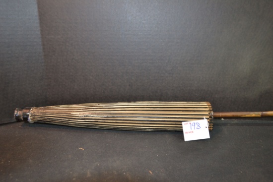 Vintage Wood and Rice Paper Parasol; Great Condition