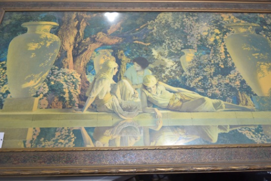 Framed "Garden of Allah" Print by Maxfield Parrish; 33"x18"