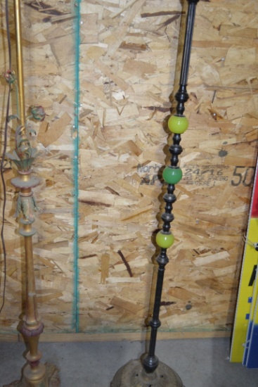 Vintage Double Floor Lamp w/2 Uranium Glass Balls