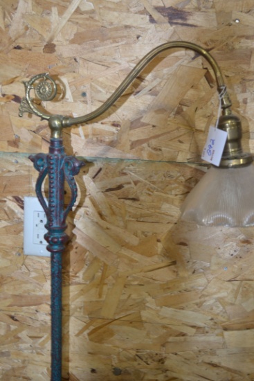 Vintage Floor Lamp w/Brass and Painted Green Stand