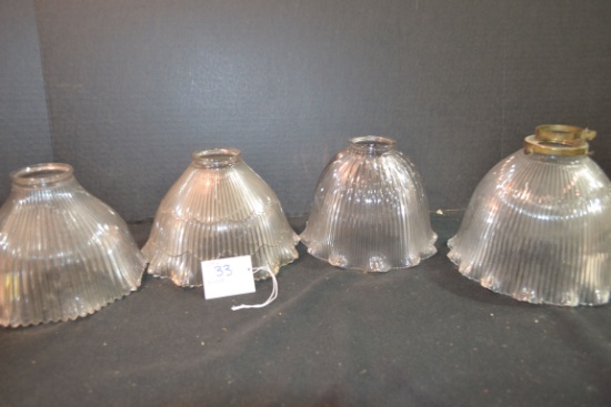 Group of 4 Vintage Assorted Pattern Clear Lamp Shades