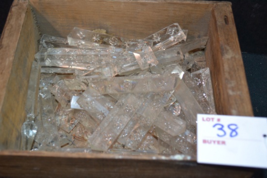 Wooden Box w/Vintage Lamp Crystals