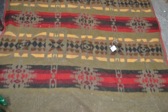 Vintage Gold, Brown, and Red Patterned Wool Throw