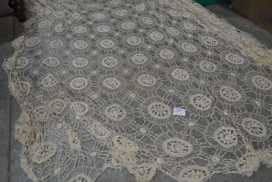 Large Vintage Rectangular Lace Tablecloth