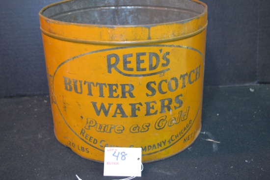 Vintage Reeds Butterscotch Wafers Tin; No Lid