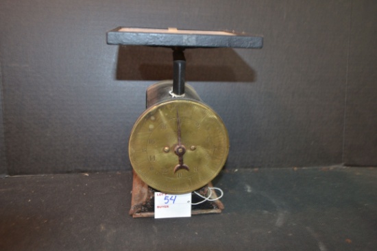 Vintage Brass Front Kitchen Scale; Rust on Bottom