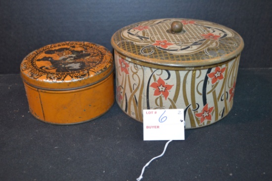 Pair of Vintage Lidded Candy Tins