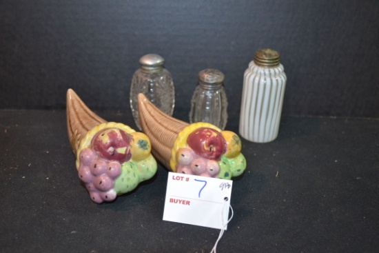 Group of Vintage Salt and Peppers; One is Handblown