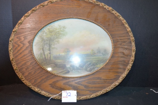 Vintage "Sunset" Framed Print; 18"x15"