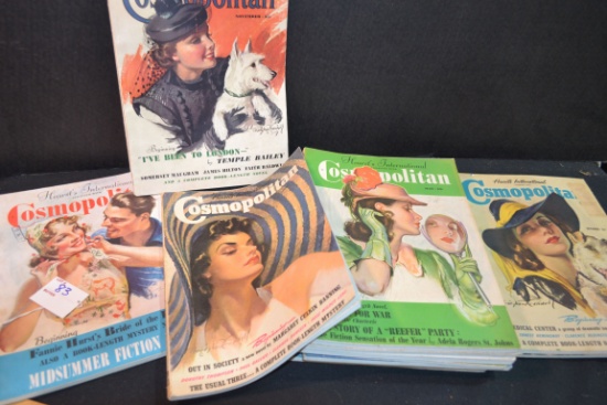 Group of 13 Vintage 1938 and 1939 Cosmopolitan Magazines