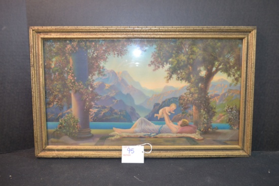 1925 "Loves Paradise" Framed Lithograph Print by R. Fox; 20"x12"