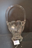 Vintage Clear Crystal Basket w/Etched Daisy Pattern; 18