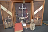 Vintage Catholic Communion/Last Rites Box? In Oak Travel Case