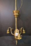 Vintage Brass 3-Arm Electric Ceiling Light Fixture w/Cherubs; 35
