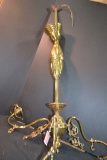 Vintage Brass 3-Arm Electric Ceiling Light Fixture; 36