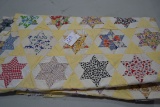 Vintage Twin Sized? Double 6-Point Star Quilt Top; Top Only