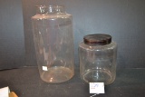Pair of Large Vintage Glass Containers