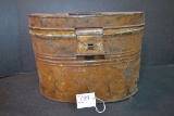 Vintage Metal Oval Hinged Canister; 13