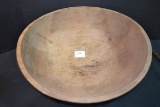 Large Vintage Hand-Turned Wooden Bowl; 19