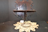 Vintage Handcarved and Painted Collapsible Shelf w/Doily