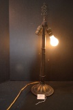 Vintage Brass/Copper Double Desk Lamp; Works
