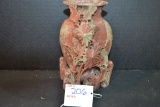 Vintage Handcarved Red-Colored Soapstone Vase; 6-1/2