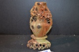 Vintage Handcarved Multi-Colored Soapstone Vase; 7